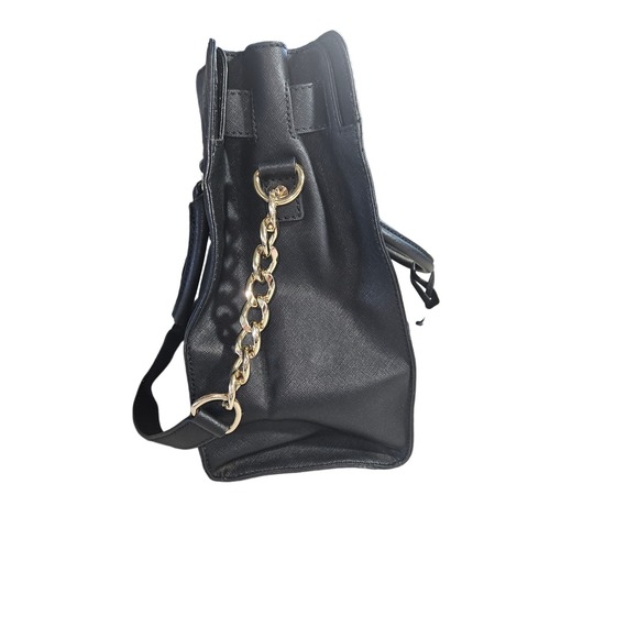 Michael Kors Large Black Leather Hamilton Satchel Shoulder Bag with Lock and Key - Picture 4 of 6